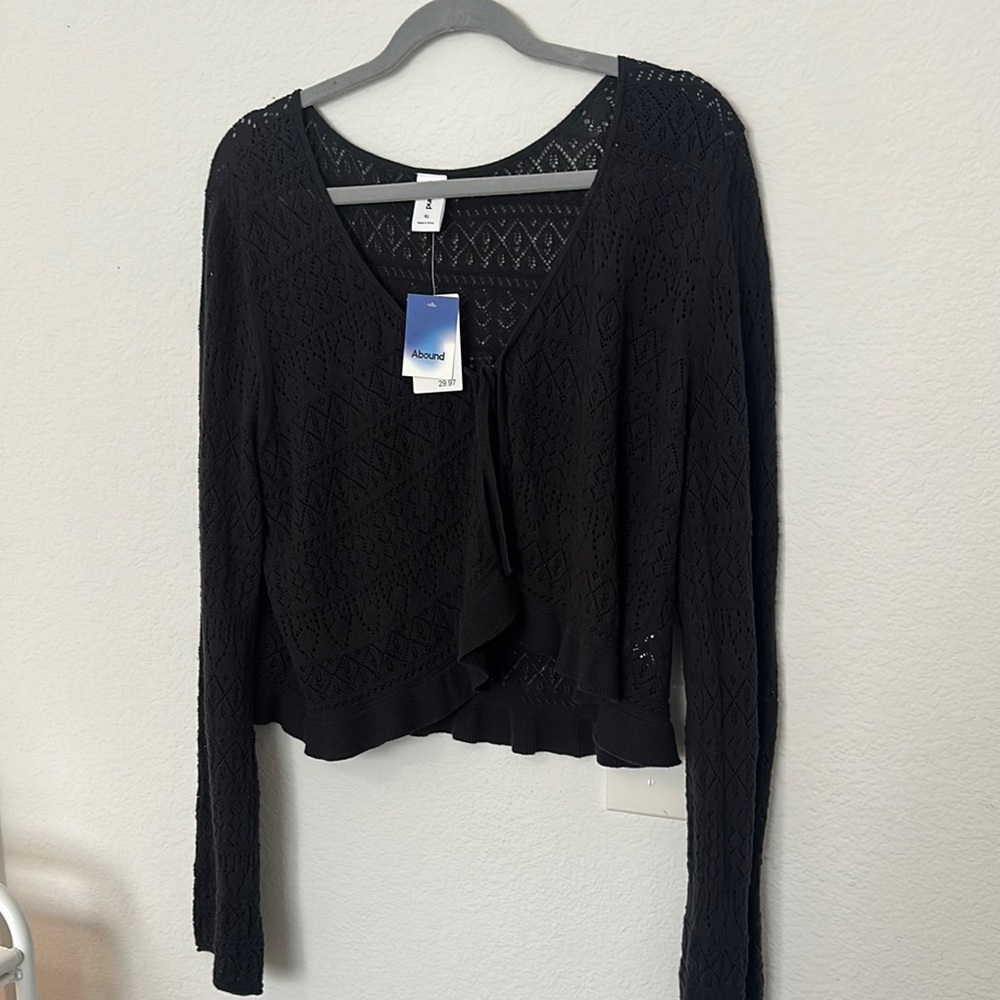Black V-Neck Sweater Lightweight Knit